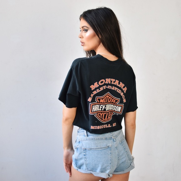 Harley-Davidson Eagle Motif Logo Crop Top T-Shirt - Picture 4 of 8